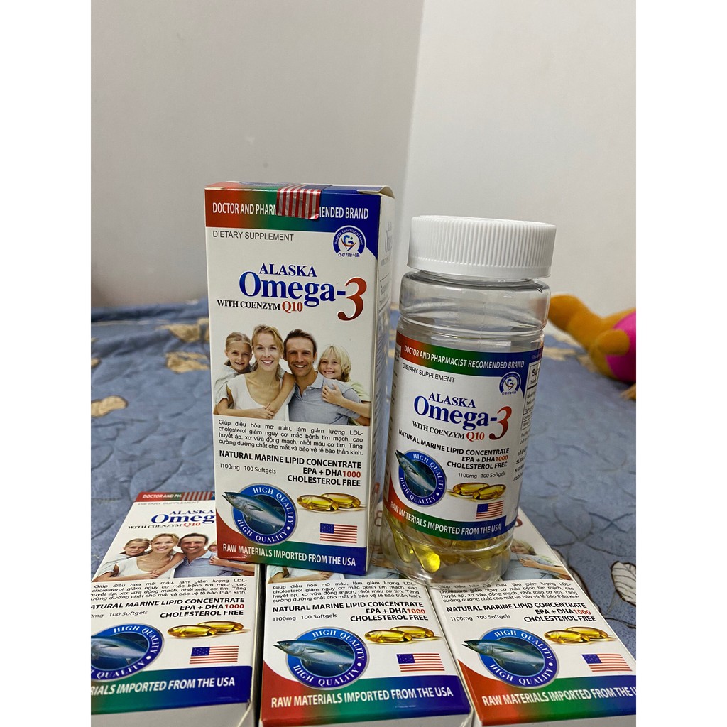 Viên dầu cá Alaska OMEGA 3 with Coenzym Q10 lọ t 100viên