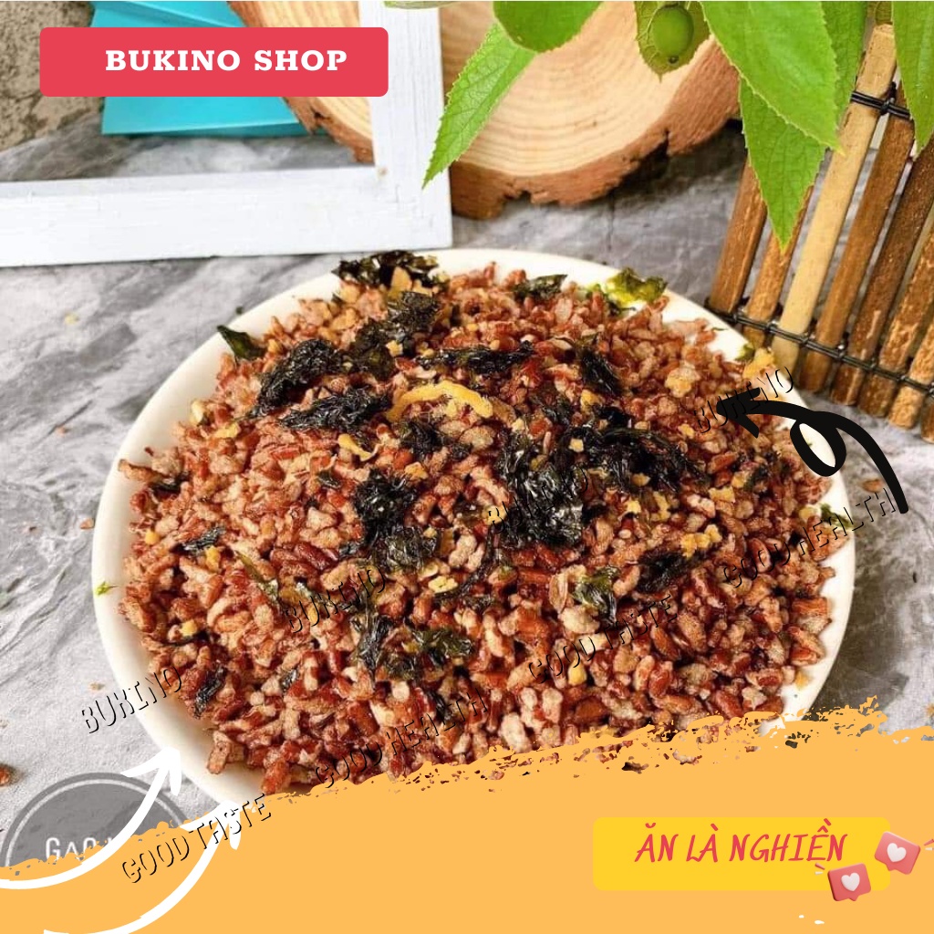 Gạo lứt sấy rong biển BUKINO, gạo lức giòn ngon hộp 350gr, đồ ăn kiêng giảm cân tốt cho sức khỏe, ship hỏa tốc Hà Nội