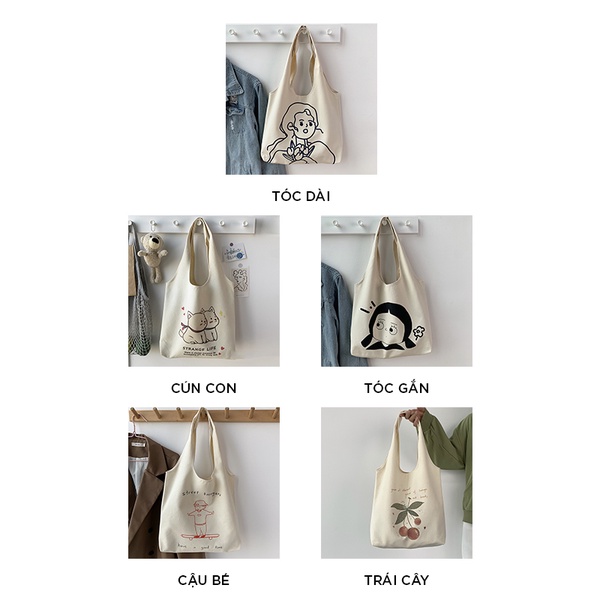 Túi tote giá rẻ vải canvas đeo chéo đi học LOT STORE TX785