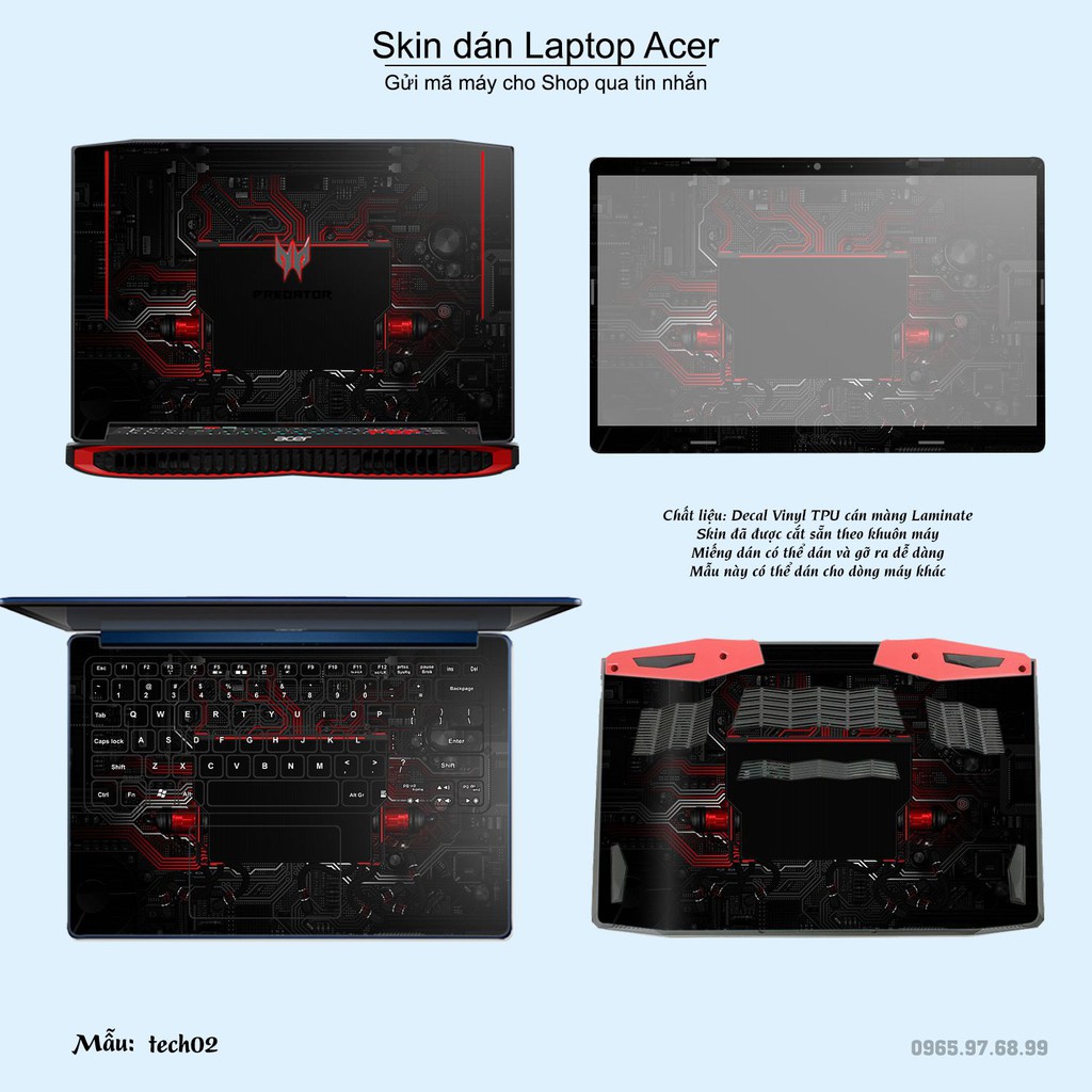 Skin dán Laptop Acer in hình Công nghệ (inbox mã máy cho Shop)
