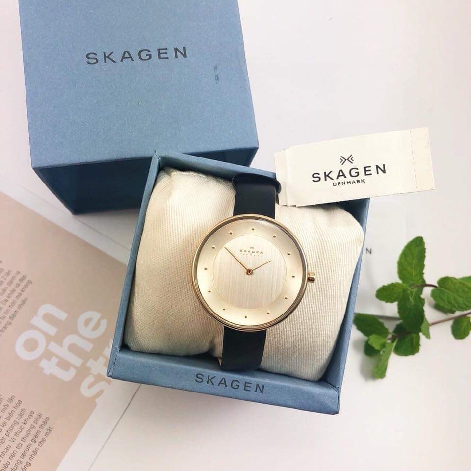 Đồng hồ nữ Skagen Gitte dây da nhiều màu size 38mm