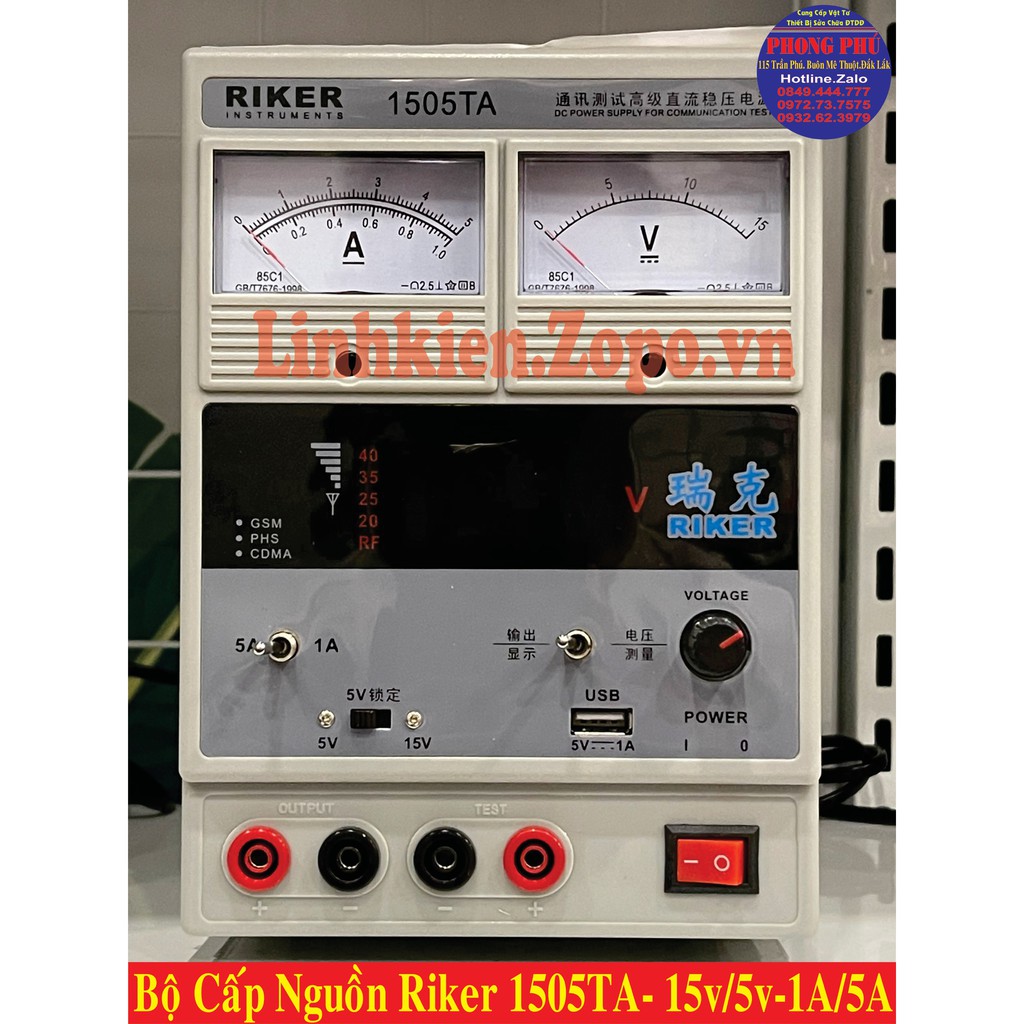 Máy Cấp Nguồn Kim 15V:1A/5A RIKER 1505TA