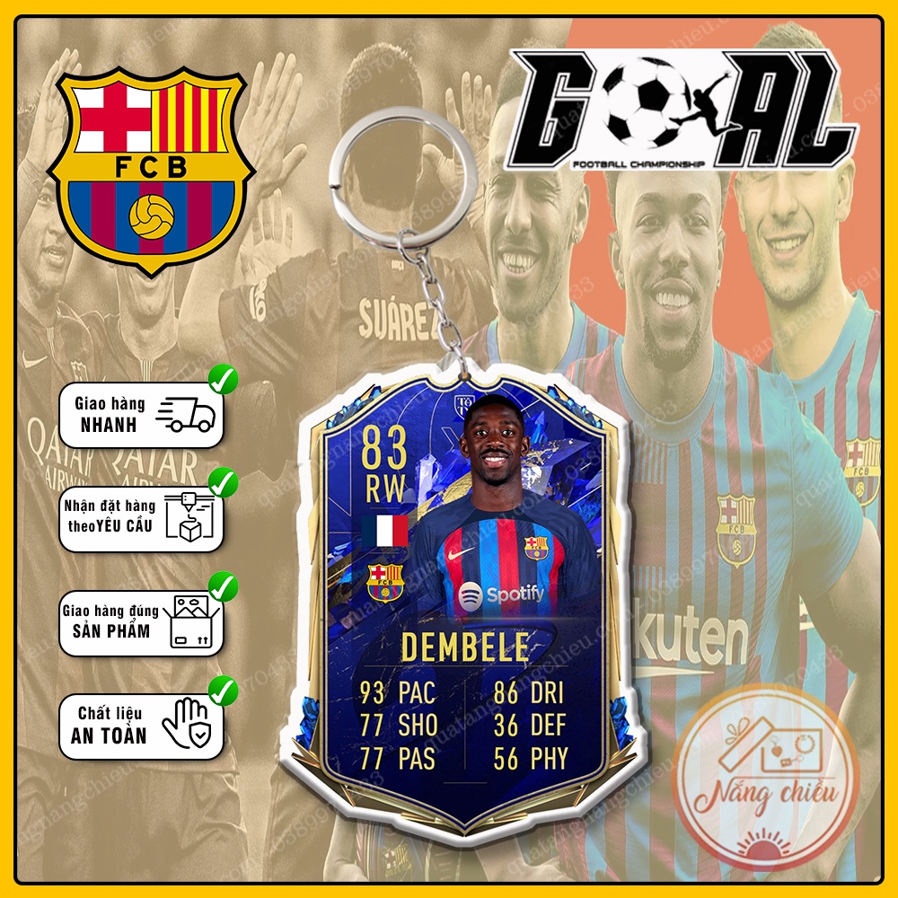 Móc khóa thẻ CLB bóng đá Barcelona☘️Quà Tặng Nắng Chiều☘️