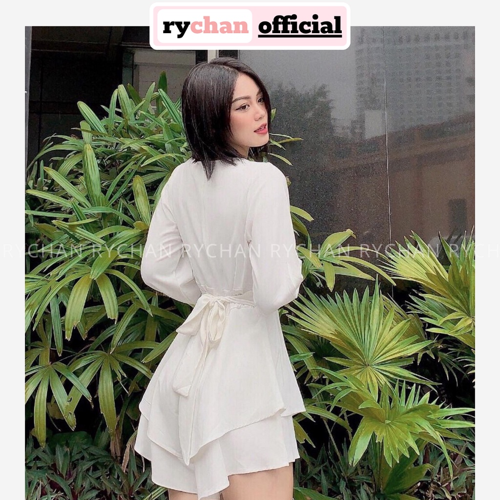 Jumpsuit Tay Dài Đắp Chéo Cột Eo 2 Màu - JU299