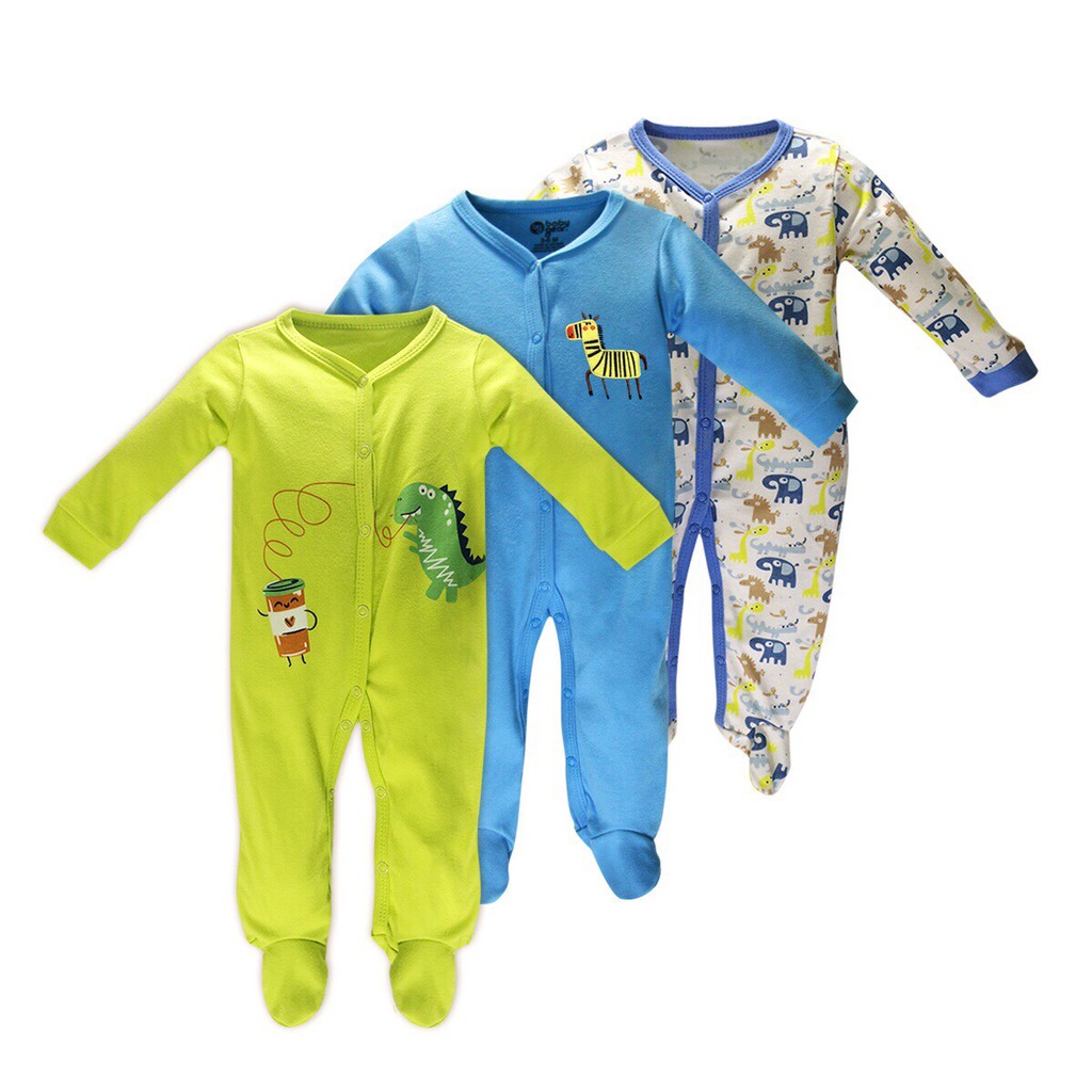 Set 3 bộ body liền chân hàng xuất dư cho bé trai và bé gái