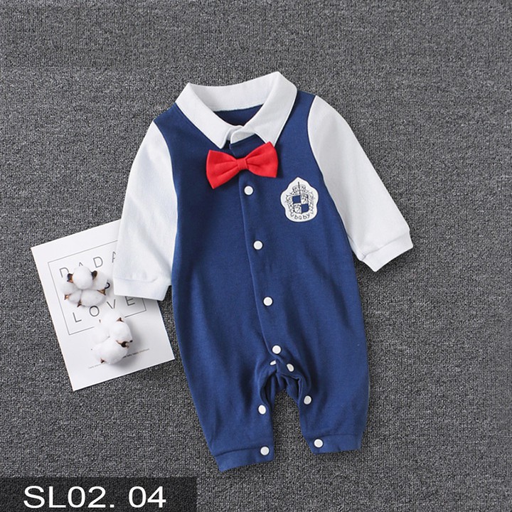 Body công tử Body dài tay Cotton cho bé trai bé gái Hàng Quảng châu xuất Nhật SL02
