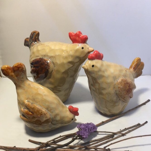 Tượng decor: gia đình gà