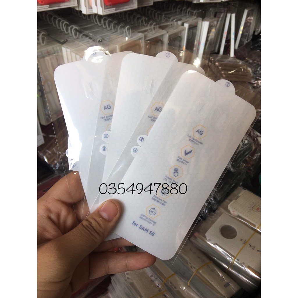 Bộ dán dẻo PPF AG Chống vân tay cho Galaxy S8 mặt trước, Mặt sau bảo vệ máy