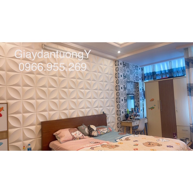 Tấm ốp tường 3D chống ẩm mốc, trang trí nội thất, hoa văn nổi chất liệu sợi tự nhiên