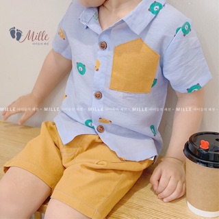 Bộ cộc sơ mi bé trai