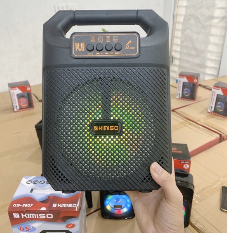 Loa Bluetooth Superbass Kimiso QS 3607 - Loa Kéo Mini - Loa Bluetooth Karaoke - Tặng Kèm Mic Hát- BH Lỗi 1 Đổi 1