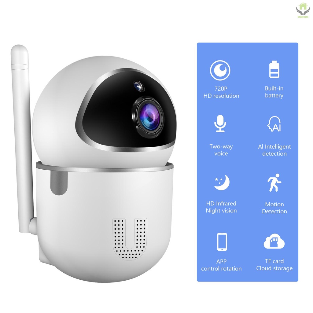Home Security Camera 720P HD Wireless WiFi Indoor Surveillance IP Camera with Smart Human Tracking,Motion Detection,Night Vision,2 Way Audio US Plug