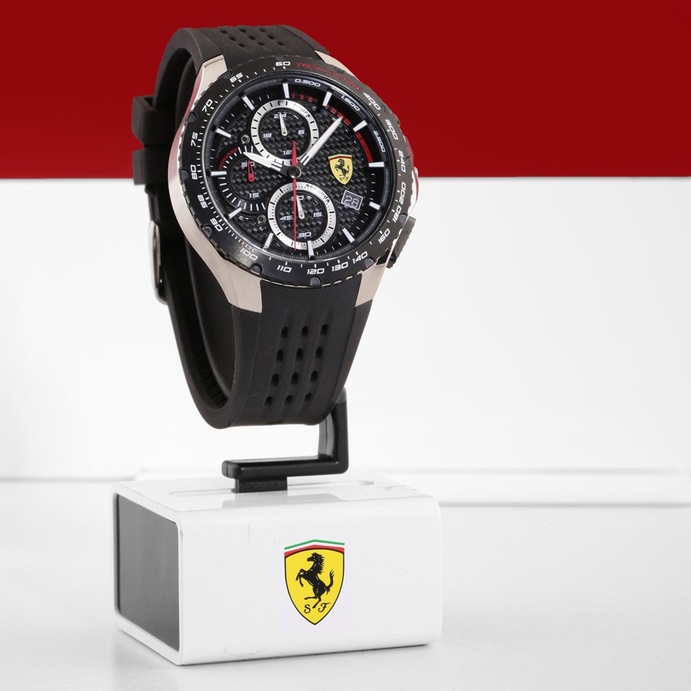 Đồng Hồ Ferrari Nam Dây Cao Su Pin-Quartz 0830732 - Mặt Đen (44mm)