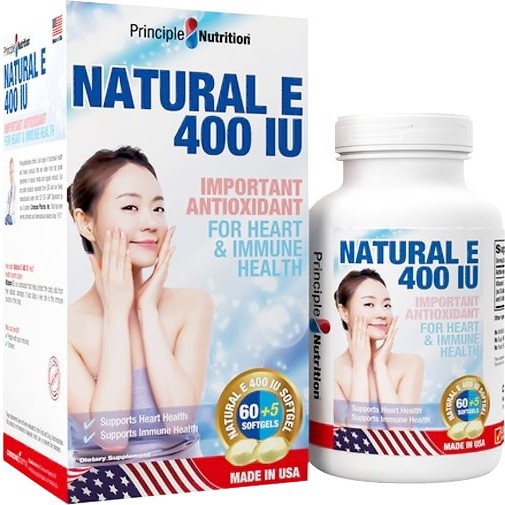 Viên uống bổ sung vitamin E Natural E 400IU Principle Nutrition (60 viên/ hộp)