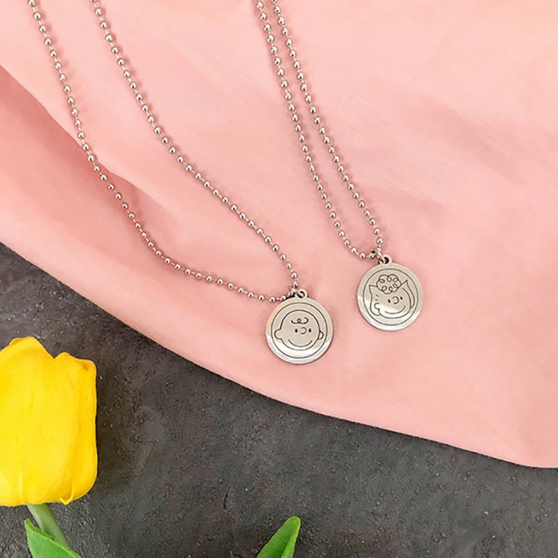 Dây chuyền mặt tròn hoạt hình dễ thương cho cặp đôi