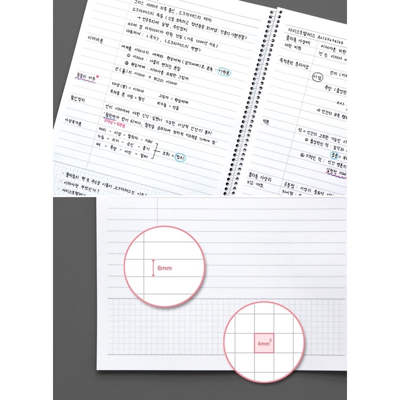 Vở B5 gáy lò xo kẻ ngang Hàn Quốc - ICONIC Basic Notebook Cornell Paper [tabletop.]