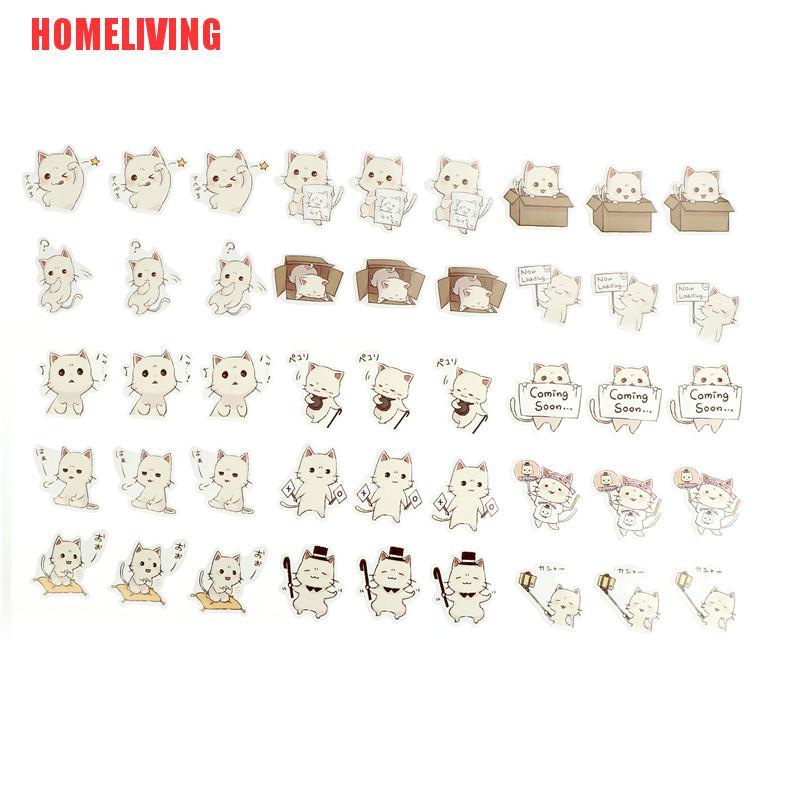 Set 45 Miếng Dán Giấy Hình Mèo Trang Trí Sổ Tay DIY