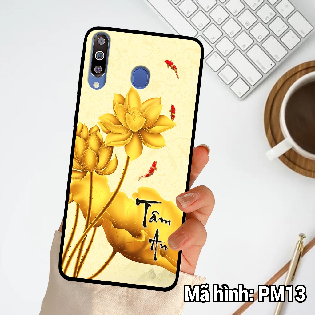 Ốp điện thoại Samsung M20/M30 chất liệu KÍNH tráng gương in hình hoa sen phong thủy ,ốp lưng bền đẹp