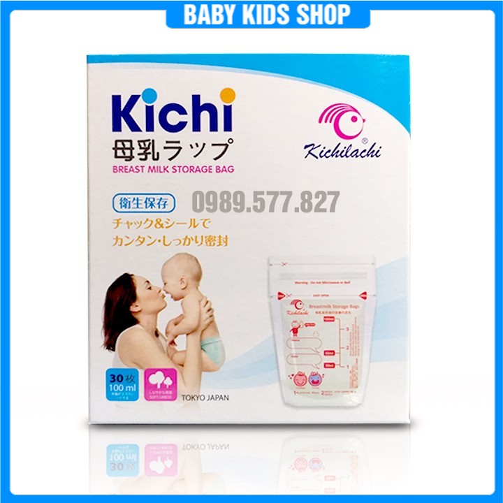 Túi trữ sữa 100ml Kichilachi hộp 30 túi