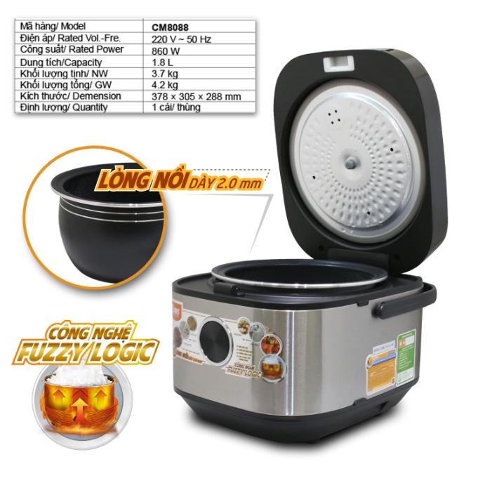 Nồi cơm điện tử COMET CM8088 1.8lit