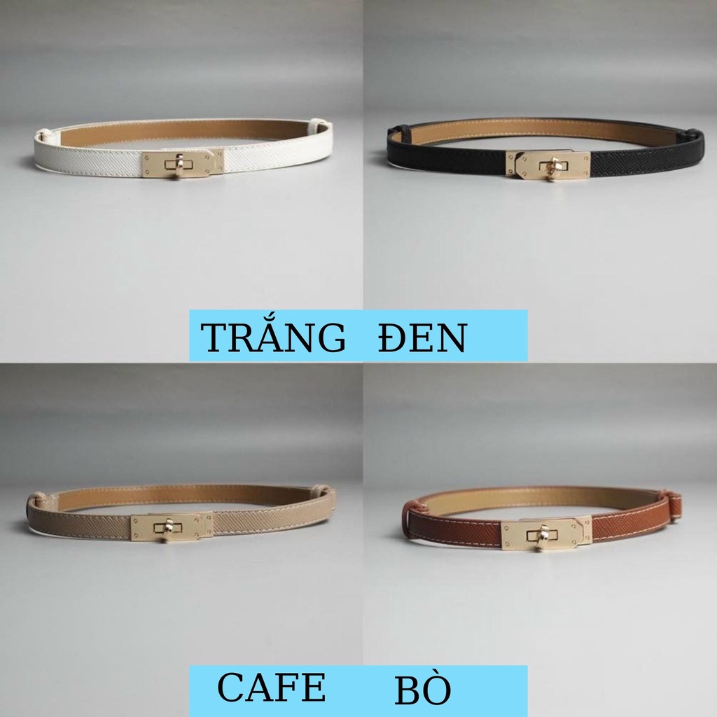 Thắt lưng dây nịt nữ bản nhỏ khóa cài đơn giản phong cách thời trang chất da lì