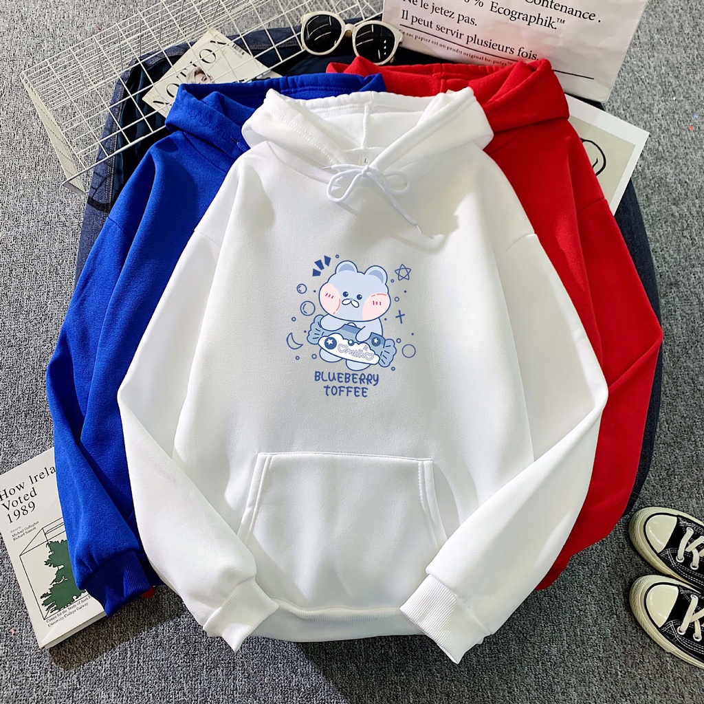 Áo Nỉ Hoodie In Hoạt Hình Gấu Xanh Dễ Thương  - Áo From Rộng Unisex    HOT TREND TTSPA0129