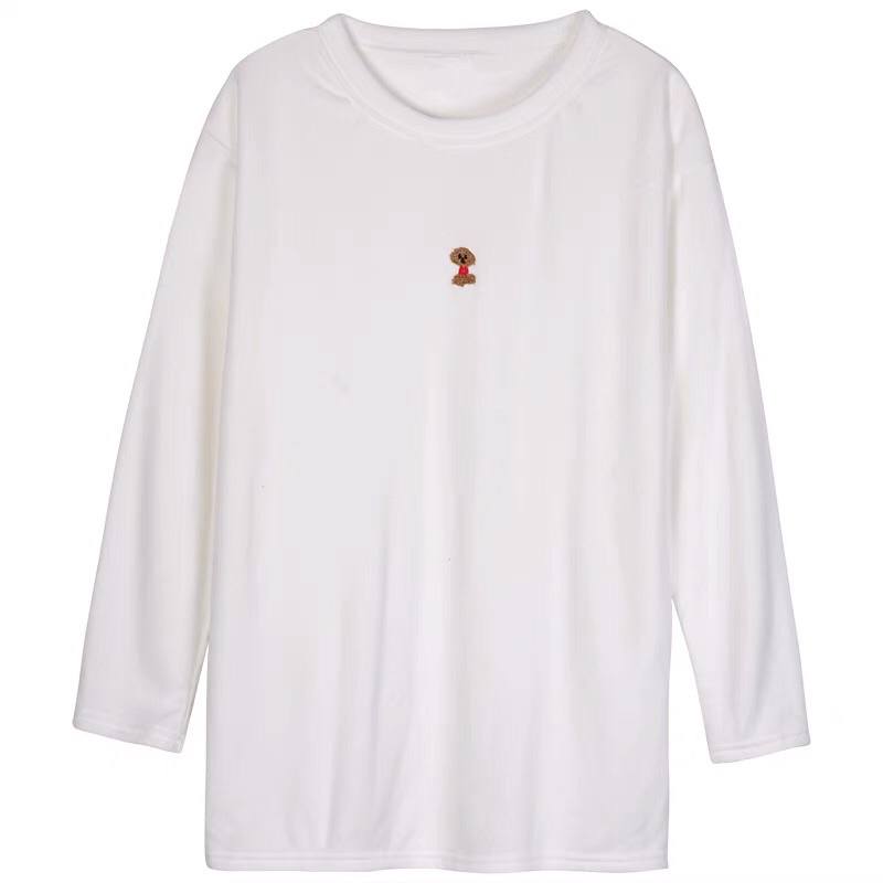 Áo Thun Dài tay Nữ cổ tròn form rộng, chất Nỉ bông dày dặn, hình gấu cute - Hàng QC | BigBuy360 - bigbuy360.vn