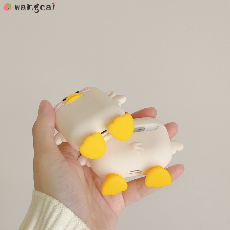 Vỏ Bảo Vệ Hộp Sạc Tai Nghe Airpods 1 2 3 Pro 3 Bluetooth Không Dây Chất Liệu Silicon Mềm Hình Chú Vịt Và Hoa Dễ Thương
