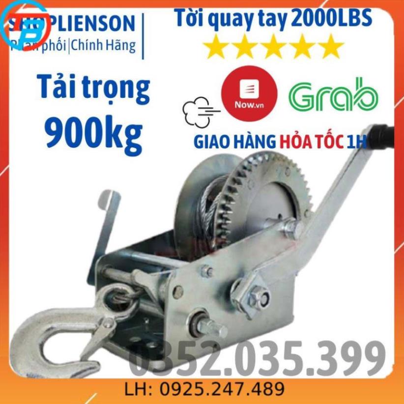 Tời Quay Tay 2000 LBS Tải Trọng 900 Kg Có Cáp Móc 8 Mét Liên Sơn