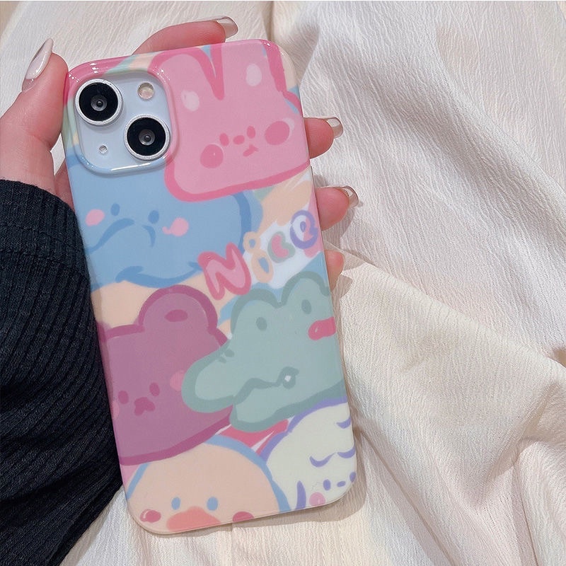 Ốp Iphone Thỏ và gấu đa sắc kèm giá đỡ 13 Pro Max/13/13 Pro/12 Pro Max/12/12 Pro/11 Pro Max/11/Xs Max/X/Xs/8 Plus/7 Plus