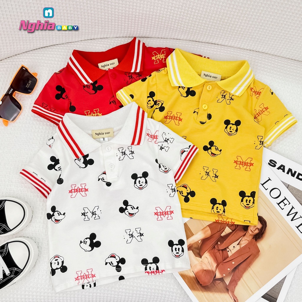 Áo Polo bé trai NGHĨA BABY chất vải mềm mịn, thoáng khí, kiểu dáng năng động 8-18kg