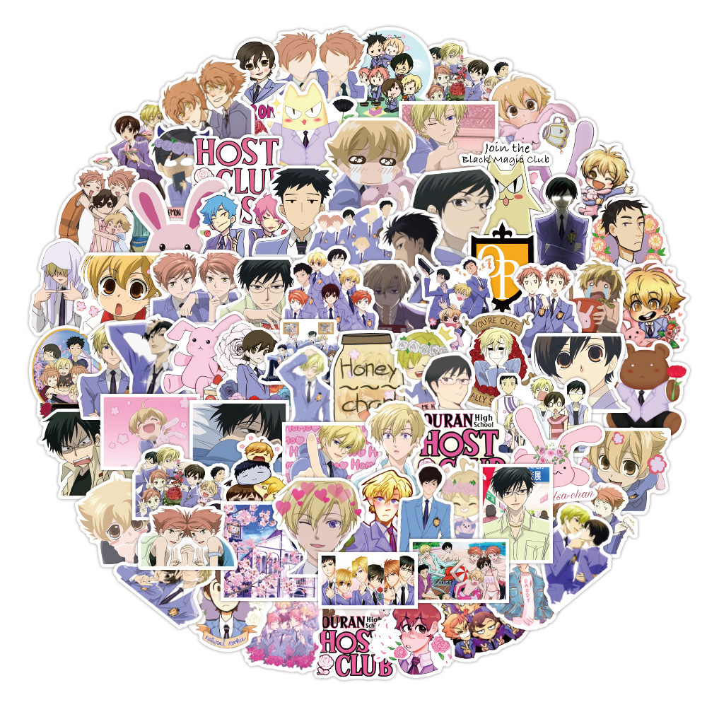 Y&P| Hình Dán Chống Nước Ouran High School Host Club Nhật Bản Anime Mũ Bảo Hiểm Máy Tính Xách Tay Hành Lý Dán Thiết Lập, 100 tờ