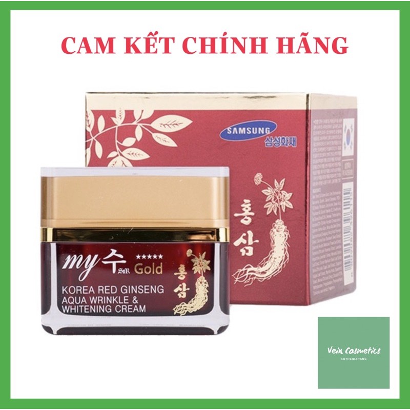 KEM HỒNG SÂM MY GOLD KOREA RED GINSENG AQUA WRINKLE & WHITENING CREAM