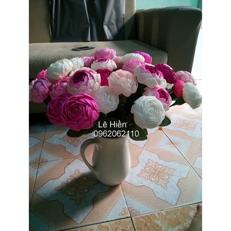 Hoa hồng xoắn giấy nhún- Hoa giấy handmade