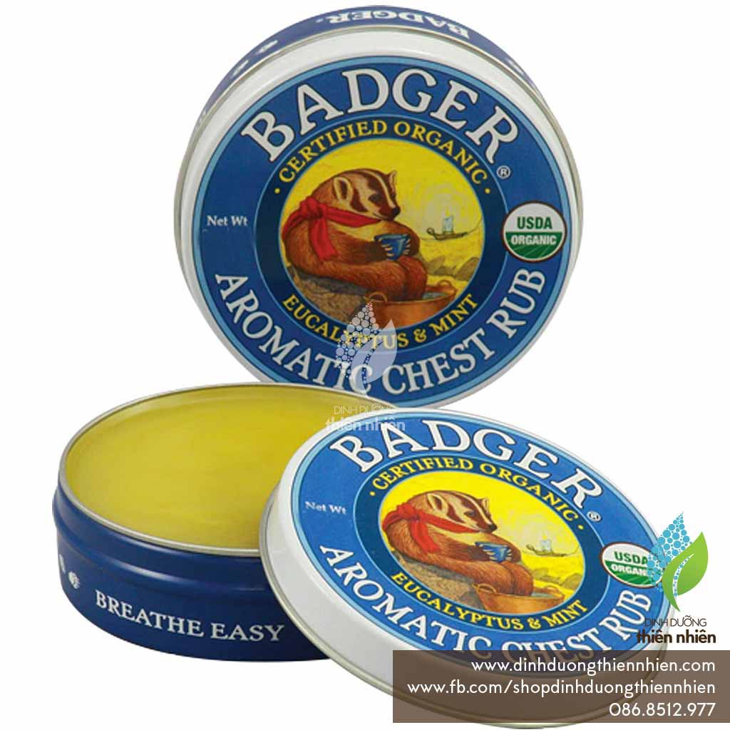 Sáp Bôi Hữu Cơ Giúp Ấm Ngực & Cổ Badger Chest Rub