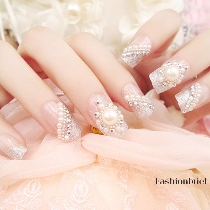[Hàng mới về] Bộ Hạt Phụ Kiện Trang Trí Móng Tay Cho Cô Dâu