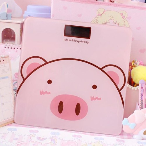 Cân điện tử sức khỏe thông minh hình lợn hồng cute, cân tiểu ly mini nhà bếp dùng pin