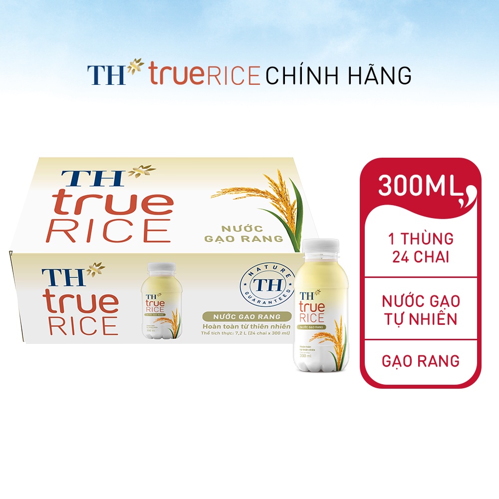 Thùng 24 chai nước gạo rang TH True Rice 300ml (300ml x 24)