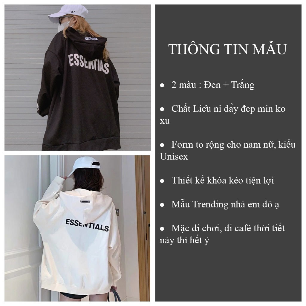 Áo khoác hoodie dây kéo ESSEN áo khoác chất nỉ hot trend_VIETSTAR