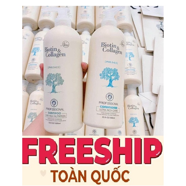 🛑FreeShip🛑Cặp Dầu Gội Xả Biotin Collagen Trắng | Giảm Rụng Tóc,Phục Hồi Tóc Khô Xơ, Hư Tổn ⚜️Hàng Chính Hãng⚜️ 【K】