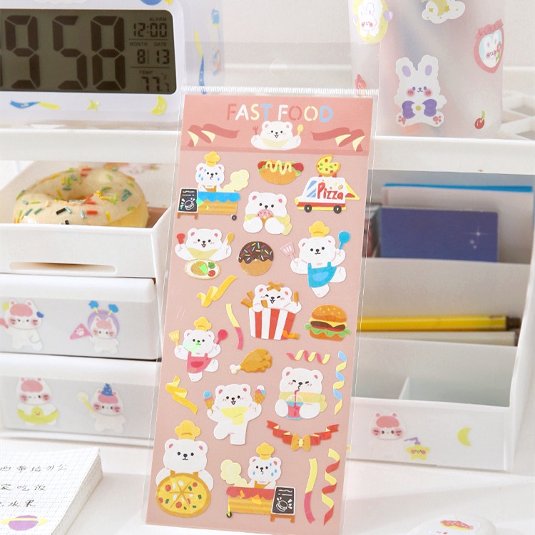 Sticker PVC Laser Dán Trang Trí Nhật Ký DIY Hình Trà Sữa Dễ Thương