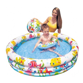 Bể bơi tròn 3 chi tiết Intex: bóng, phao bơi, bể bơi