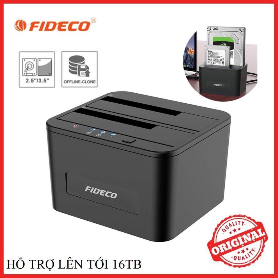 DOCK HDD FIDECO Sata 2.5”+3.5” USB 3.0  - hỗ trợ 2 Bay
