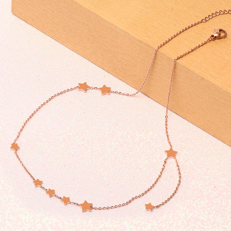 Vòng Cổ Ngắn Bằng Thép Titanium Màu Vàng Hồng Phong Cách Hàn Quốc Tối Giản Thời Trang Có Thể Điều Chỉnh Cho Nữ