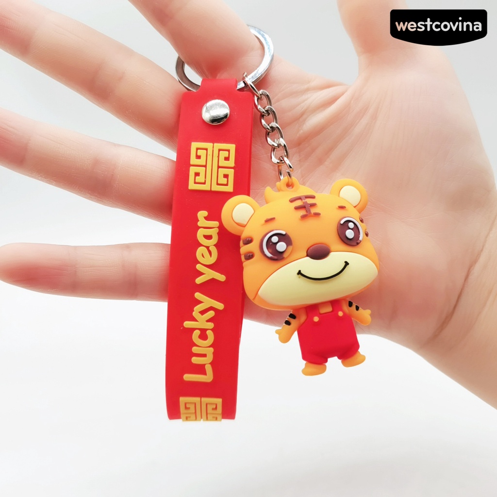 Móc khóa hình cọp may mắn phong cách truyền thống