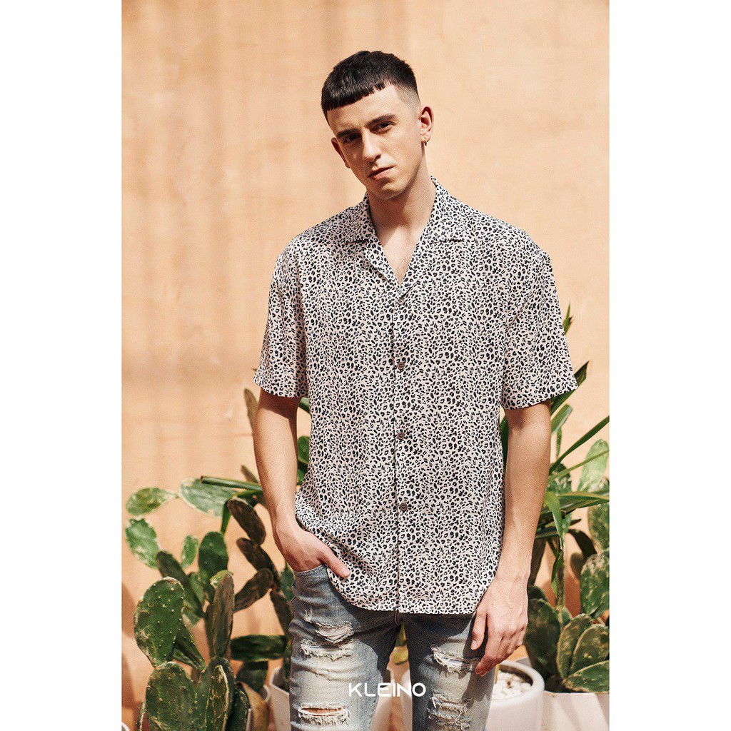 Áo sơ mi cộc tay KLEINO MINI LEOPARD SHIRT - WHITE