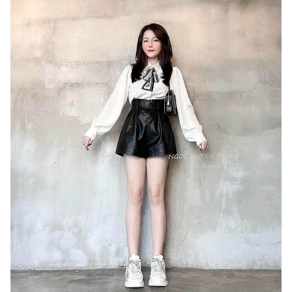 áo sơ mi tay dài đính nơ xinh xắn hot sang chảnh