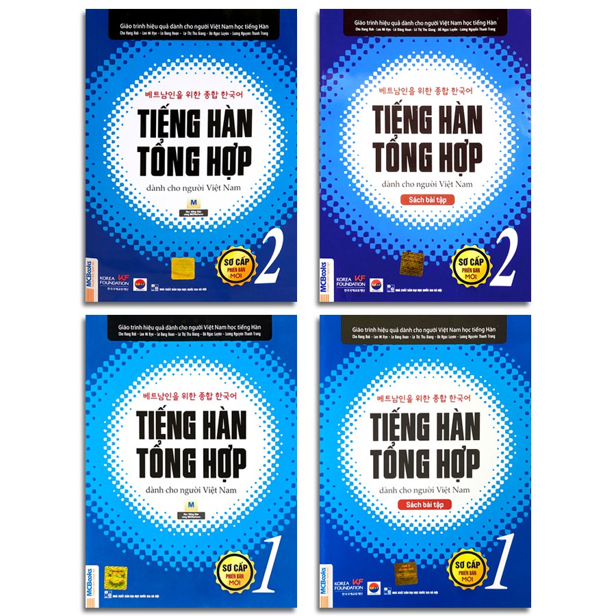 Sách - Combo Tiếng Hàn Tổng Hợp Dành Cho Người Việt Nam - Phiên bản mới - Sơ cấp 1, 2 + Sách Bài tập (Bản không màu)