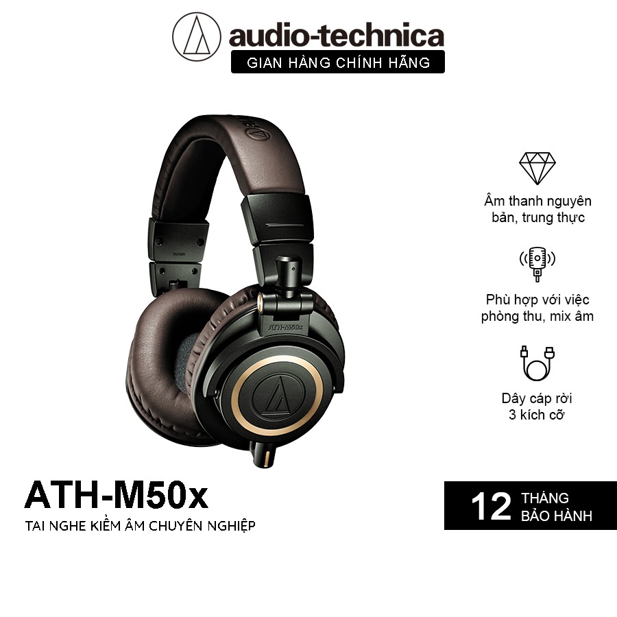 [88ELSALE 7% hoặc 88ELSALE1 5%] Tai Nghe Chụp Tai Overear Audio Technica ATH-M50x Professional Hifi - Hàng Chính Hãng