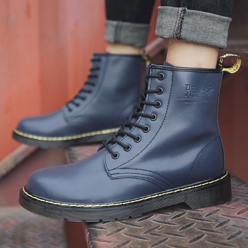 Giày boot martin cổ cao chất liệu da 6 màu tùy chọn thời trang cho cặp đôi